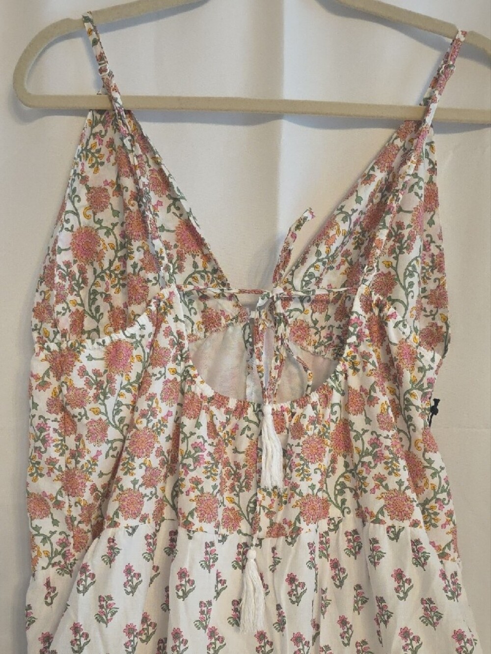 Japna Cotton Cream Maxi Dress with Pink Floral Print Size XL - Picture 10 of 16